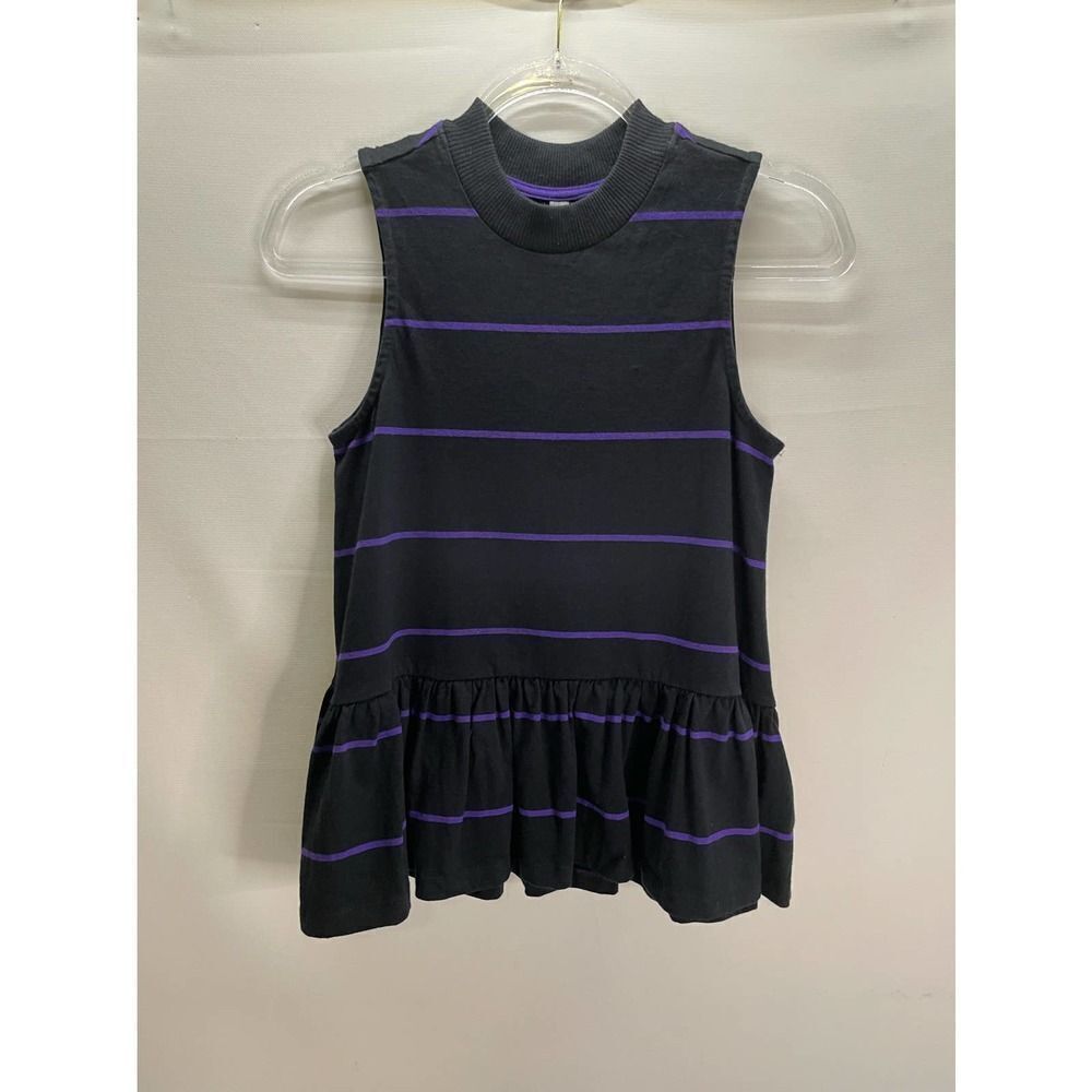 Anthropologie Hildi Black Purple Peplum Tank Top - XS New